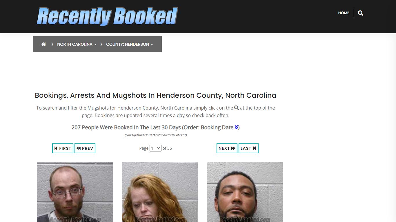 Bookings, Arrests and Mugshots in Henderson County, North Carolina