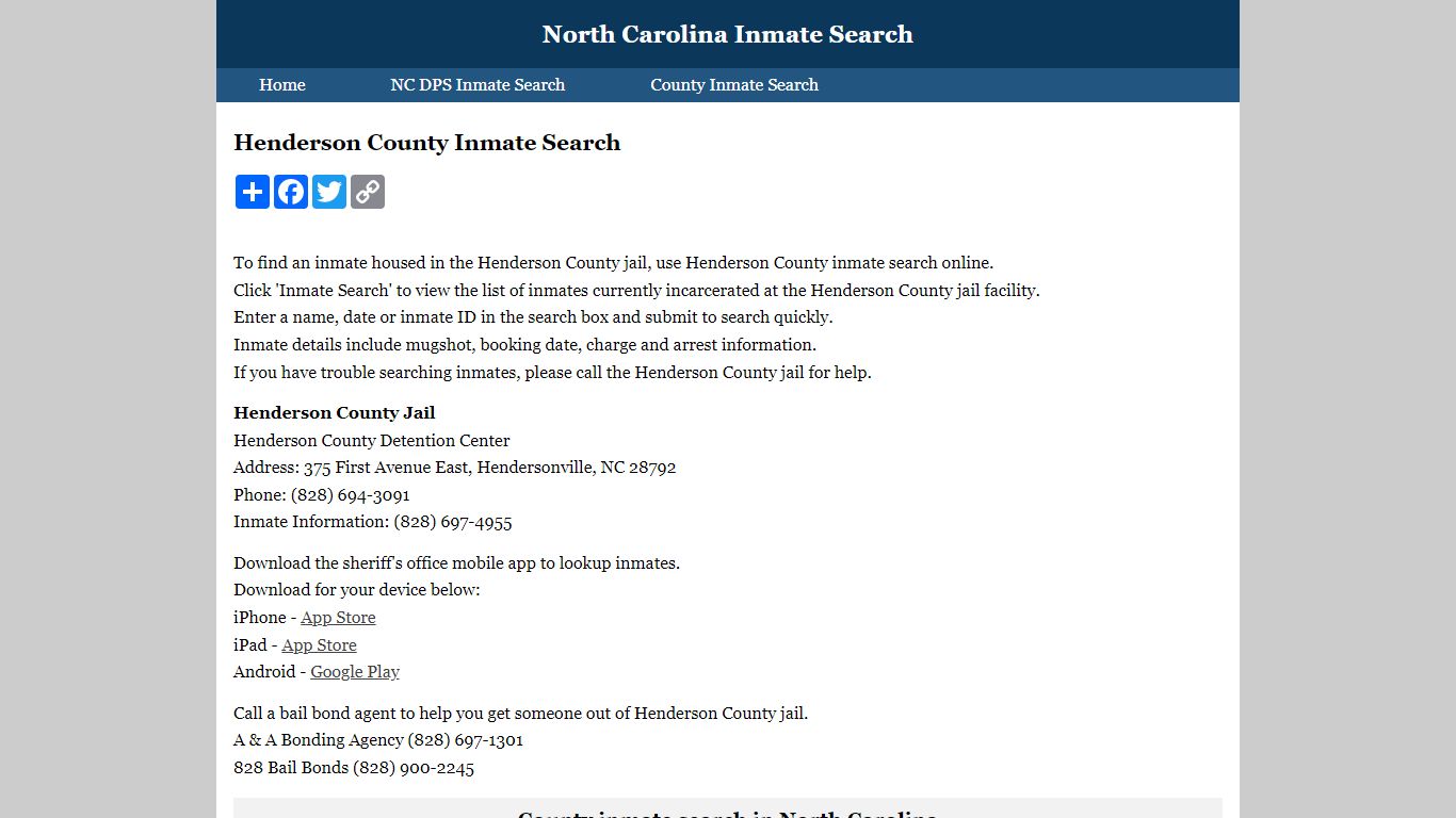 Henderson County Inmate Search